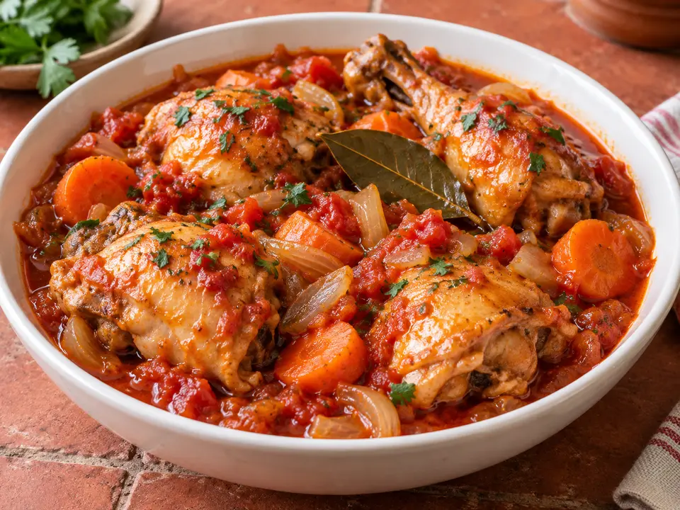 Frango estufado à portuguesa